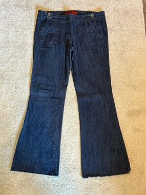 Zanadi Gold Button Dark Blue Denim Detail
